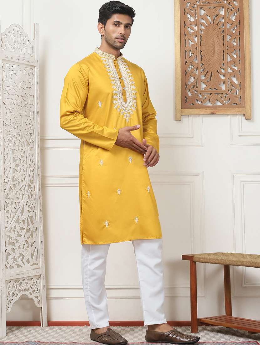 men embroidered kurta pyjama ethnic wear set - 21484696 -  Standard Image - 2
