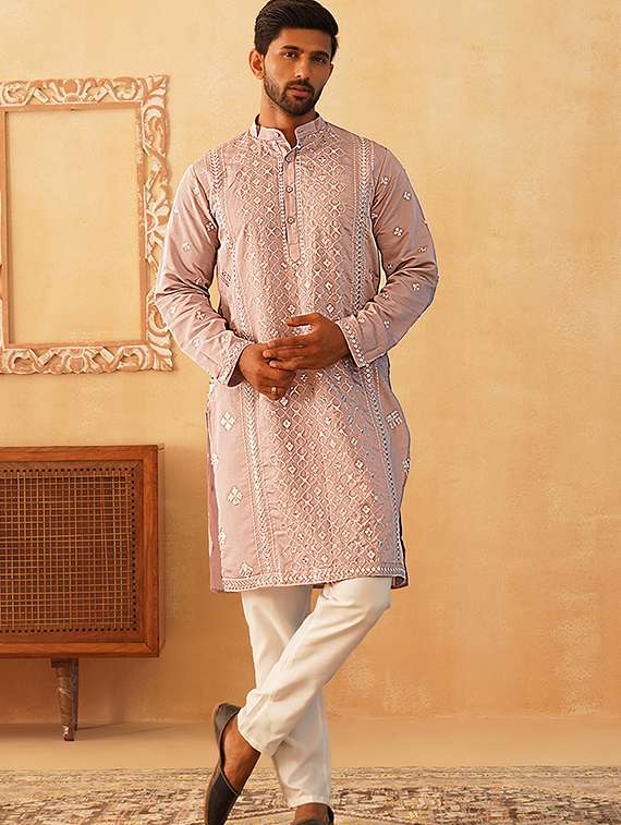 men embroidered kurta pyjama ethnic wear set - 21484706 -  Standard Image - 2
