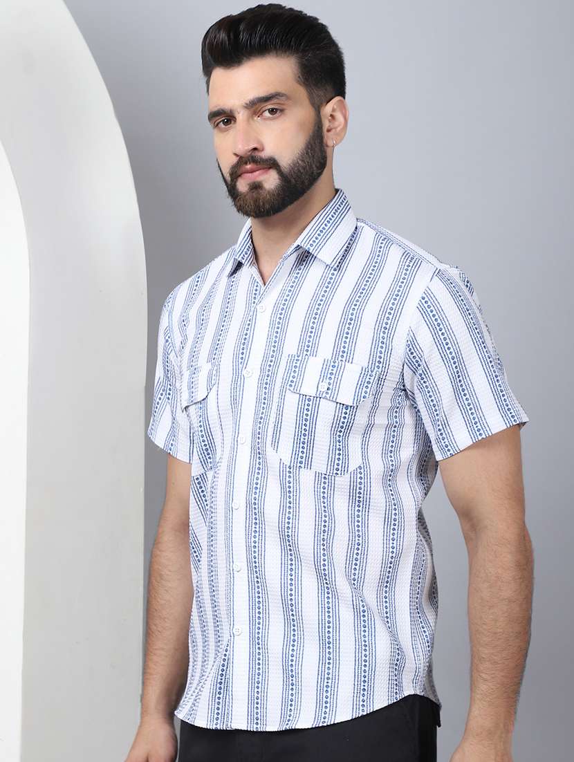 men short sleeved striped casual shirt - 21484727 -  Standard Image - 2