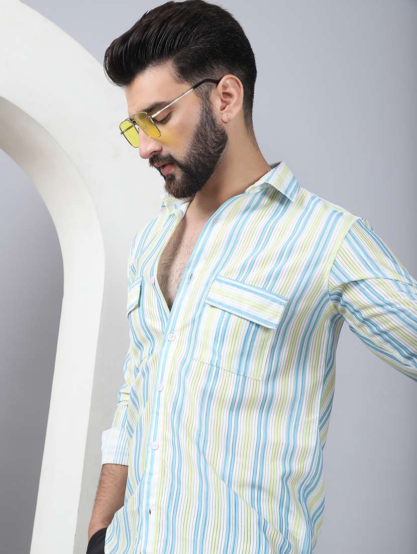 men long sleeved striped casual shirt - 21484733 -  Standard Image - 2