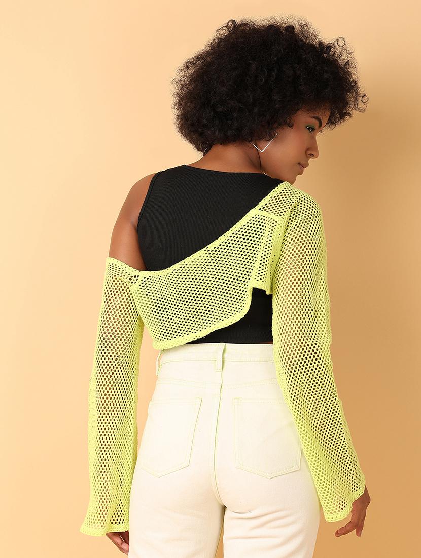 women light green cotton crop top - 21484880 - Standard Image - 2