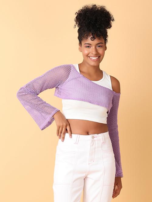 women purple cotton crop top - 21484881 - Standard Image - 0