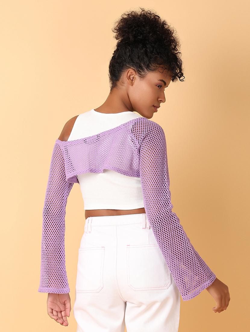 women purple cotton crop top - 21484881 - Standard Image - 2