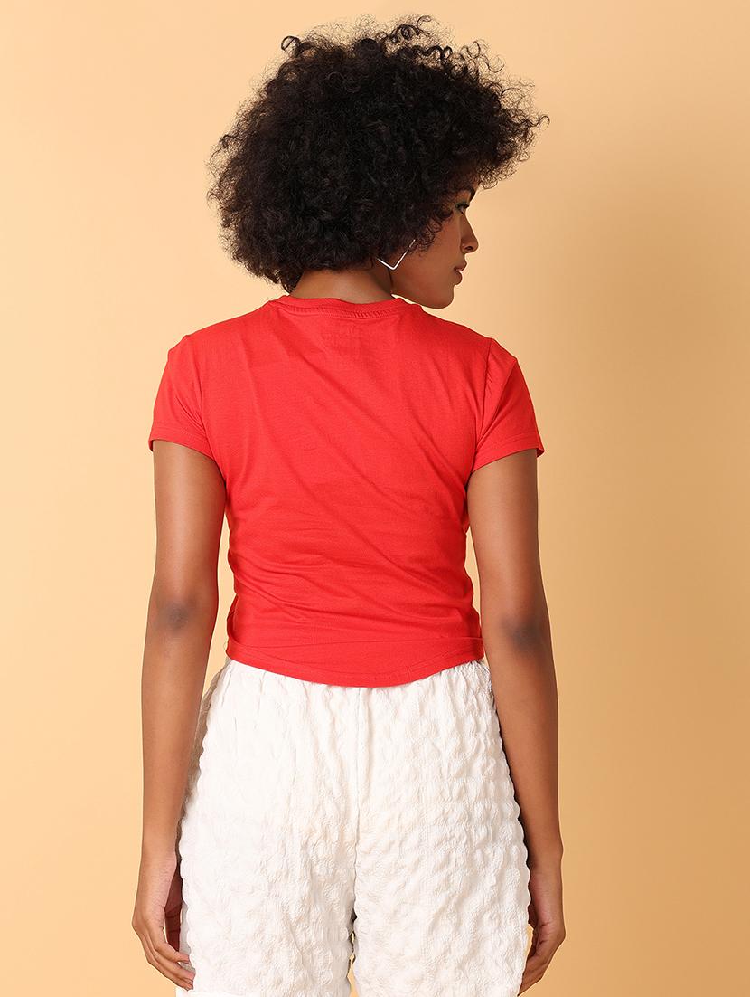 women crew neck graphic crop t-shirt - 21484887 - Standard Image - 2