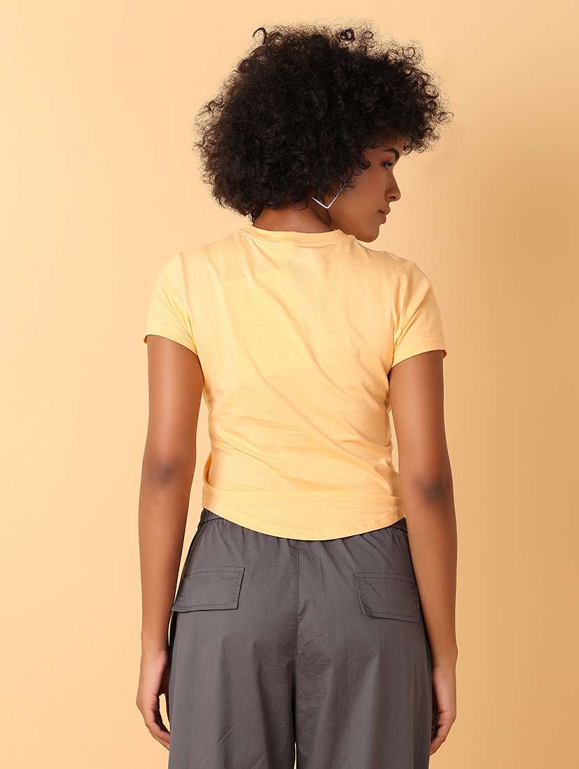women yellow cotton regular t-shirt - 21484891 -  Standard Image - 2