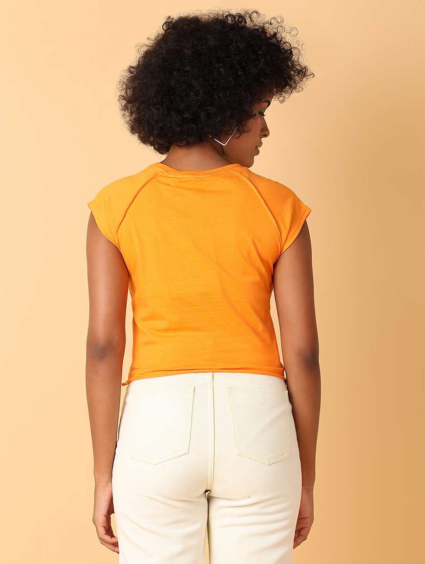 women orange cotton regular t-shirt - 21484895 -  Standard Image - 2