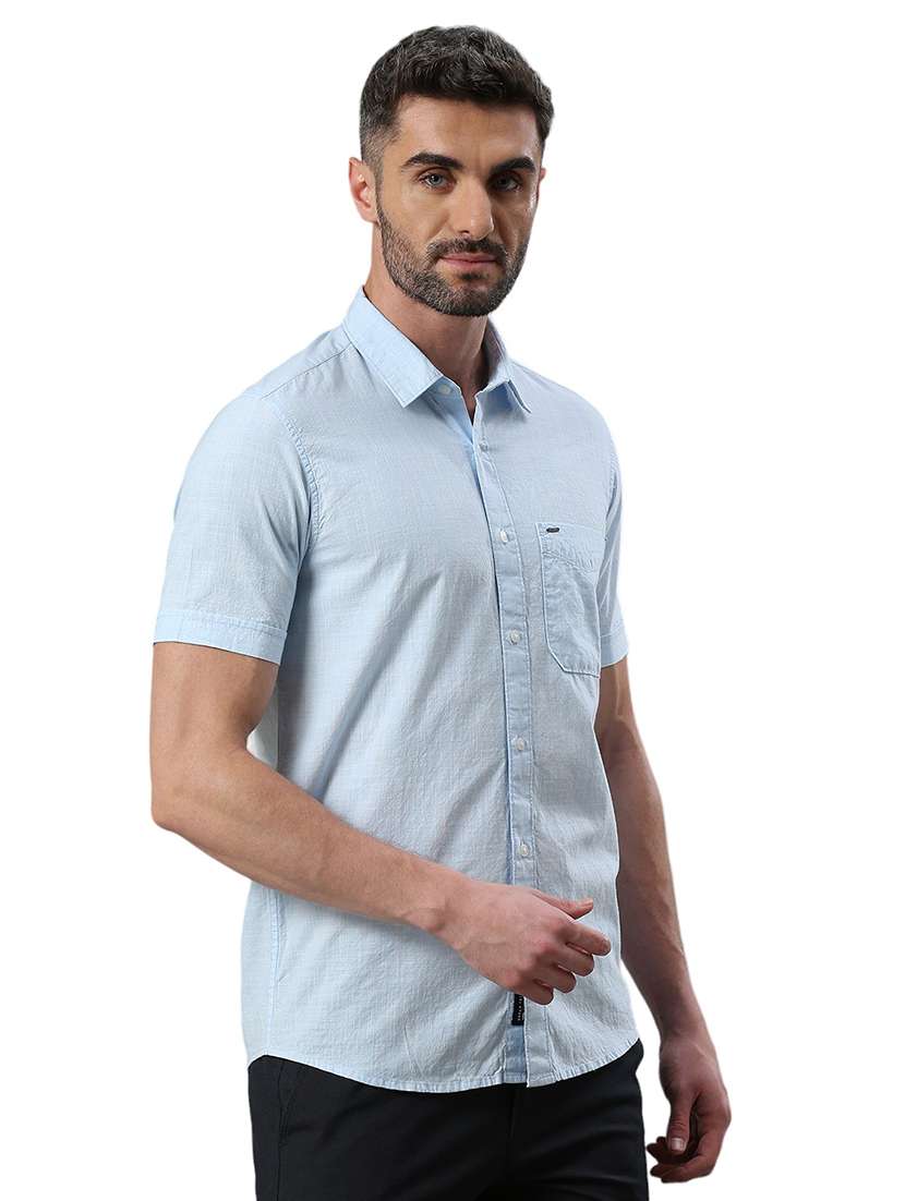 men short sleeved solid casual shirt - 21485023 - Standard Image - 2