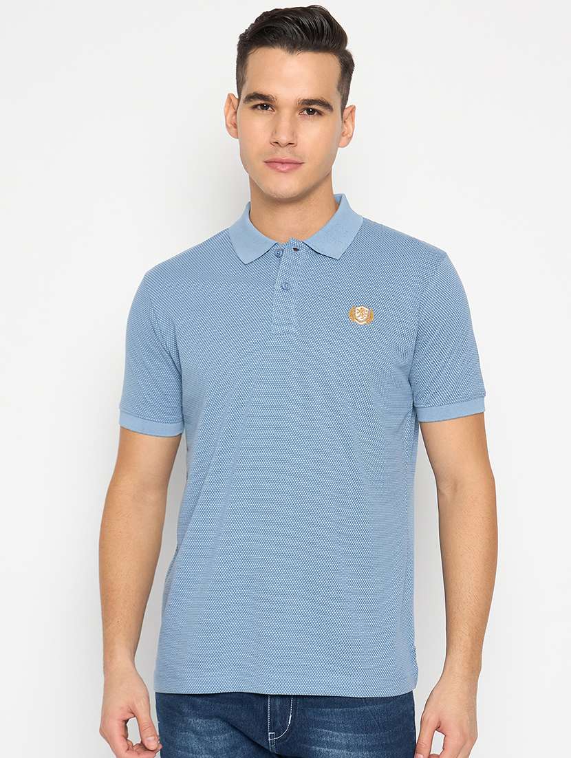 men self design polo neck t-shirt