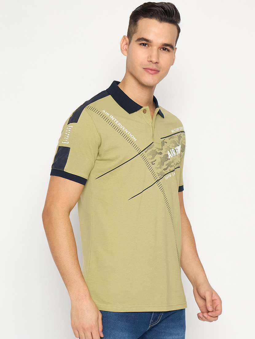 men printed short sleeve polo t-shirt - 21485148 -  Standard Image - 2