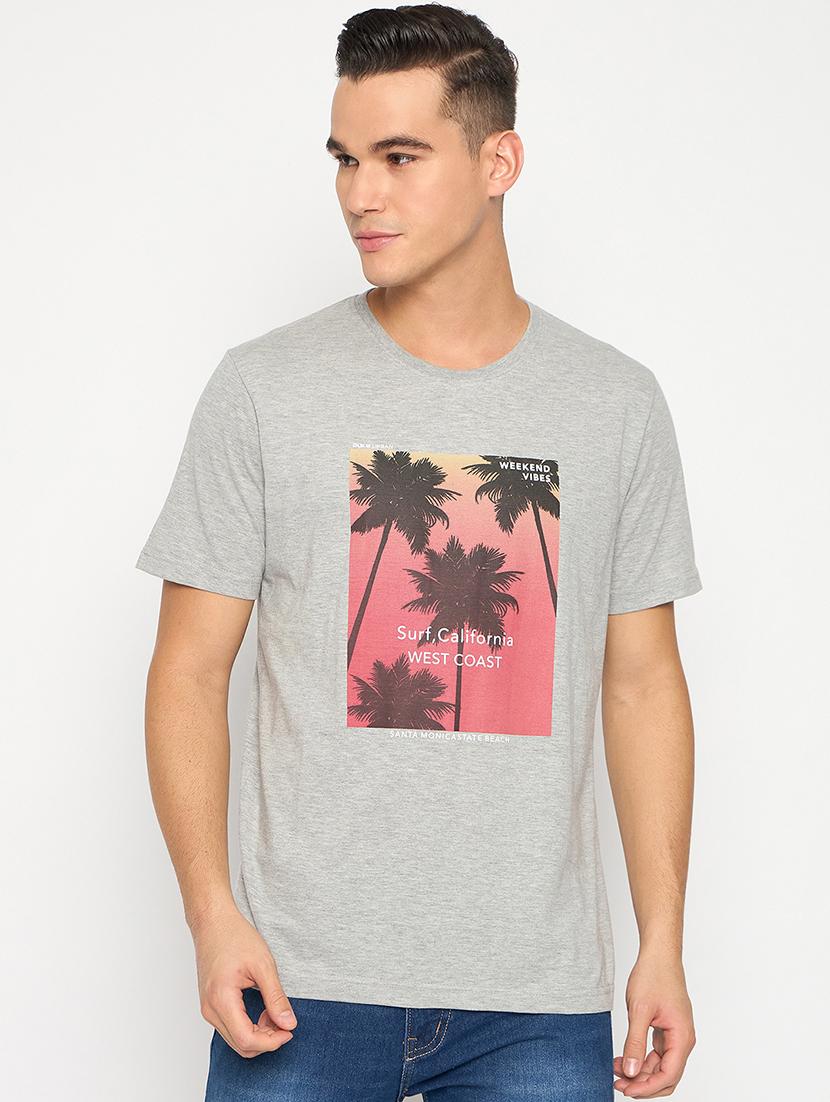 men round short sleeve front print t-shirt