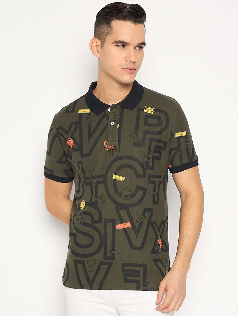 men polo neck printed all over print t-shirt - 21485159 - Zoom Image - 0