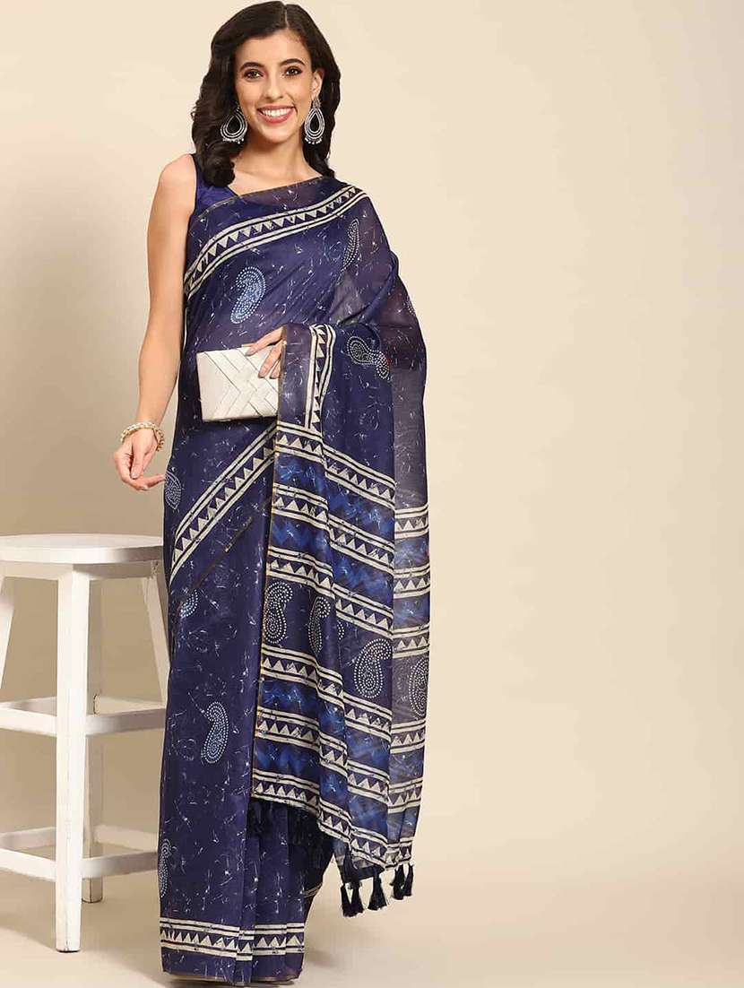 women printed saree with blouse