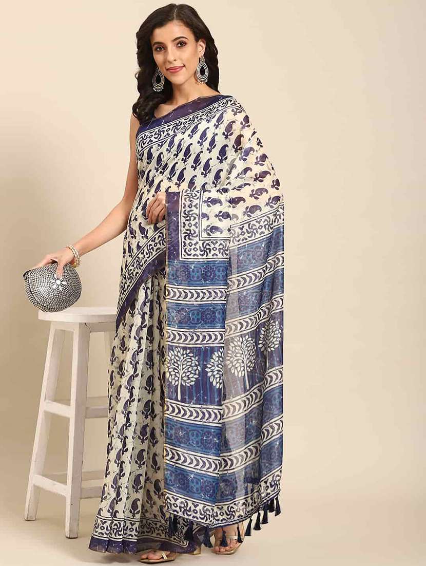 women printed saree with blouse