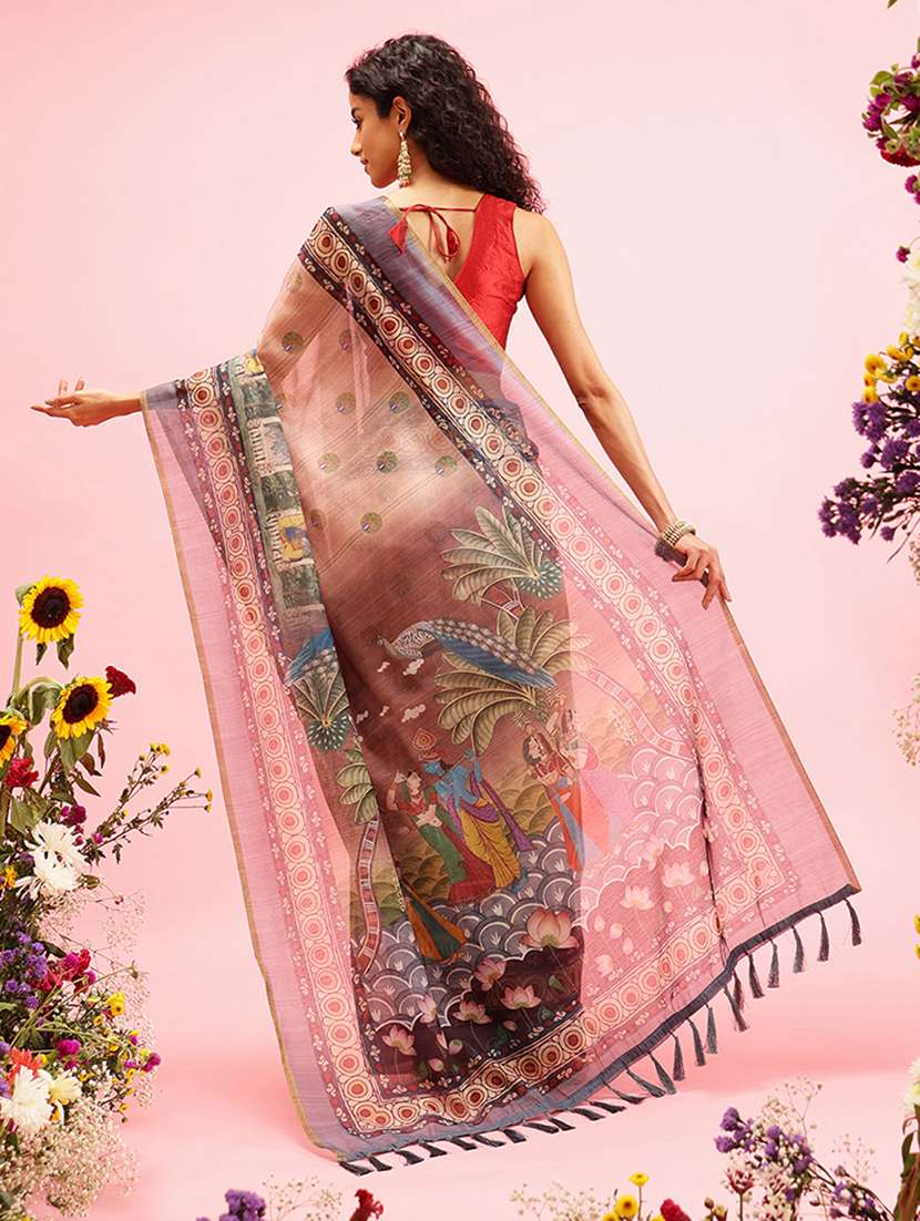 beige cotton blend maheshwari saree - 21485436 -  Standard Image - 2