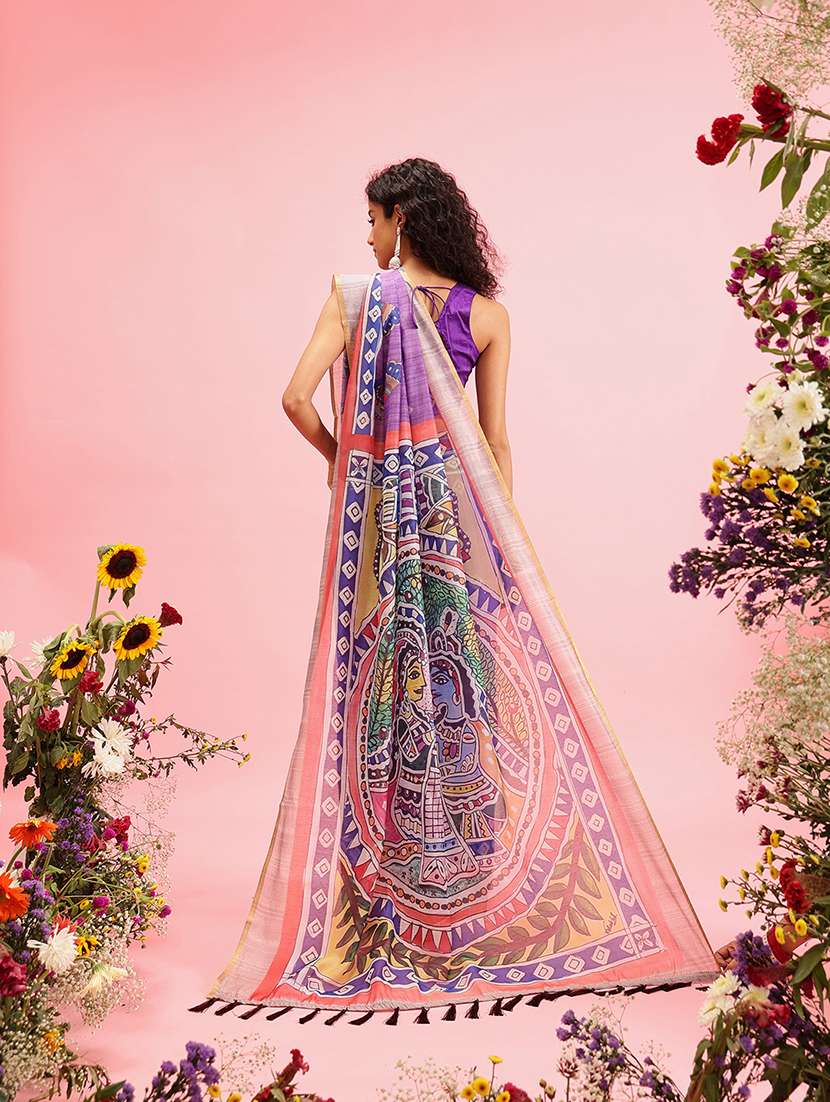 purple cotton blend maheshwari saree - 21485440 -  Standard Image - 2