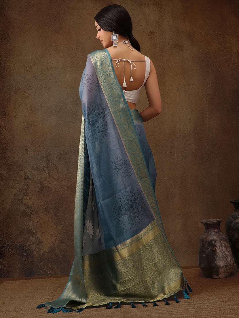 women floral printed zari bordered saree - 21485598 -  Standard Image - 2