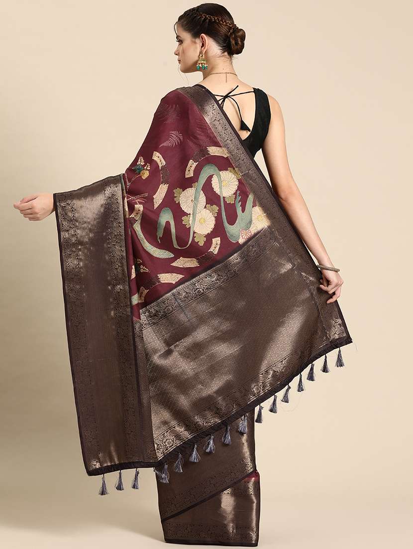  women self-design bordered saree with blouse - 21485631 -  Standard Image - 2