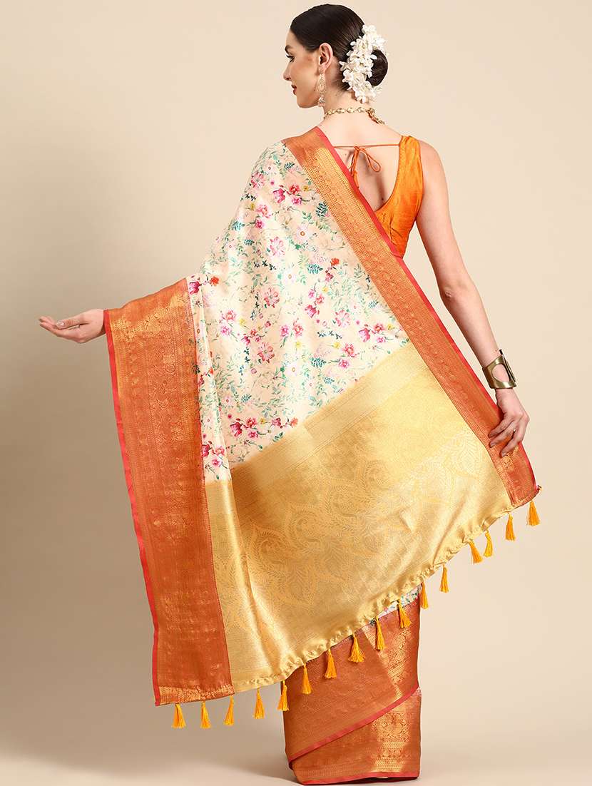  women self-design bordered saree with blouse - 21485693 -  Standard Image - 2
