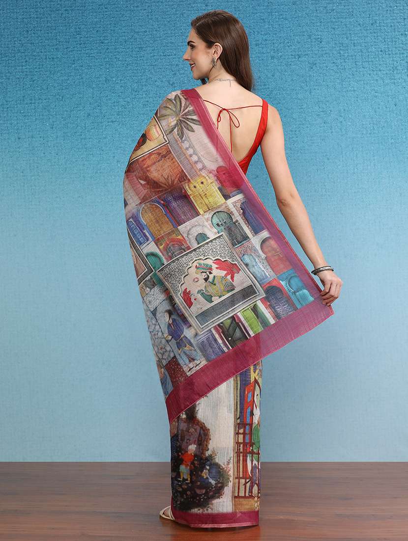 women printed bordered saree - 21485766 -  Standard Image - 2
