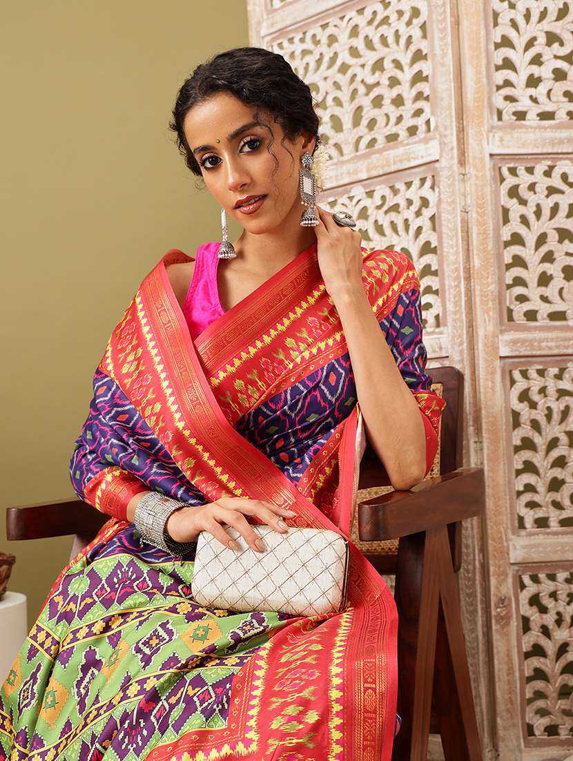 blue printed saree with blouse - 21485838 -  Standard Image - 2
