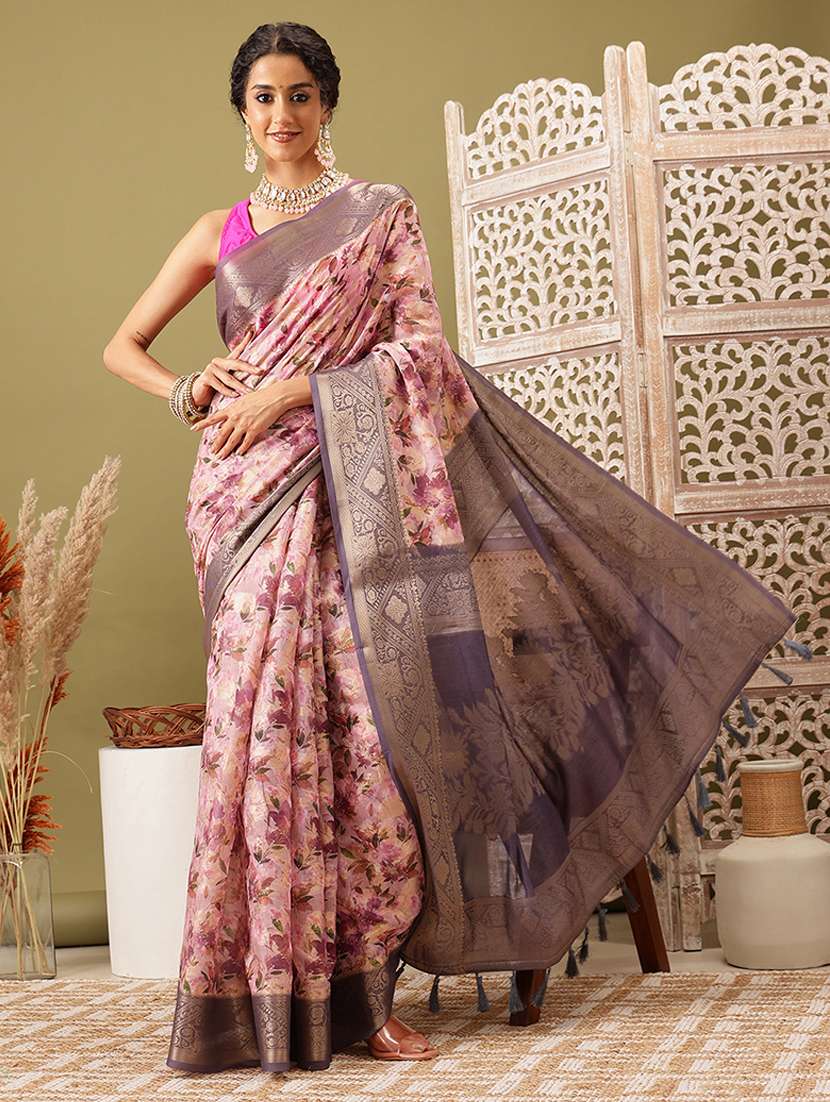 women self-design bordered saree with blouse