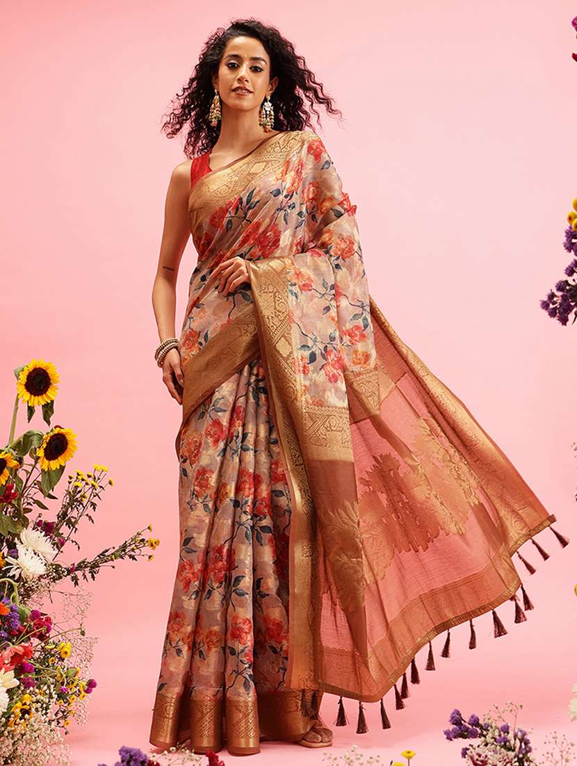 women self-design bordered saree with blouse