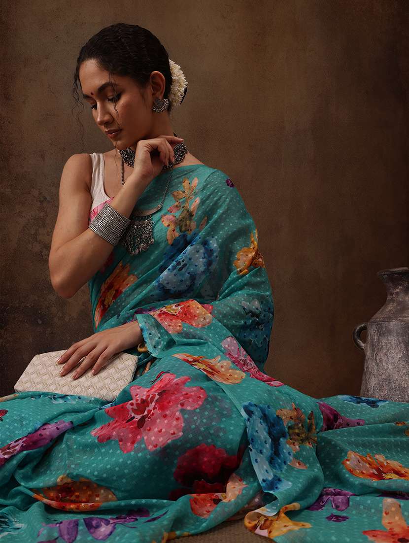 women printed casual saree with blouse  - 21485862 -  Standard Image - 2