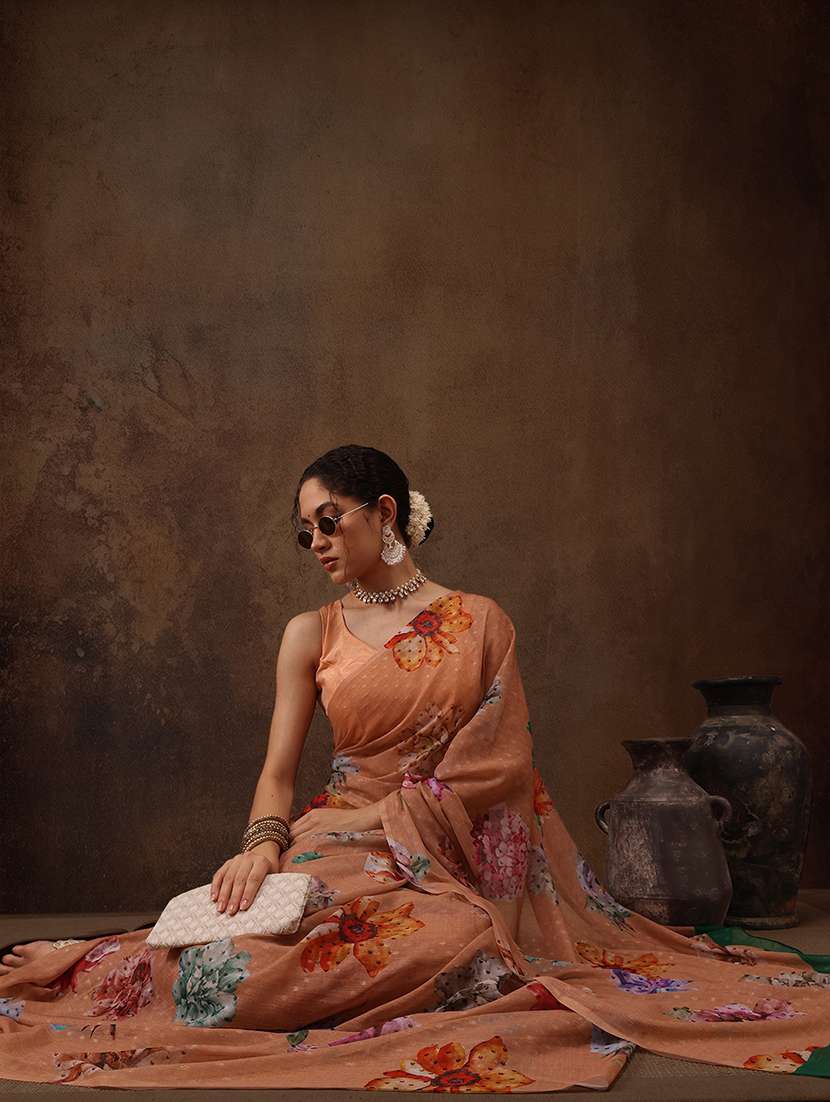 women printed casual saree with blouse  - 21485865 -  Standard Image - 2