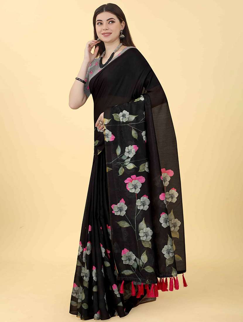 Women Printed Casual Saree With Blouse - 21485985 -  Standard Image - 2