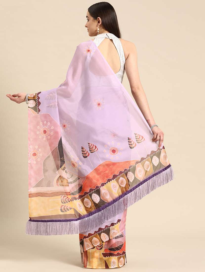 lavender silk blend printed saree - 21485995 -  Standard Image - 2