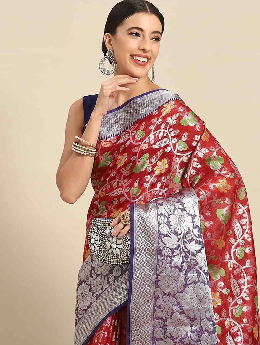 red cotton blend mysore silk saree - 21486005 -  Standard Image - 2