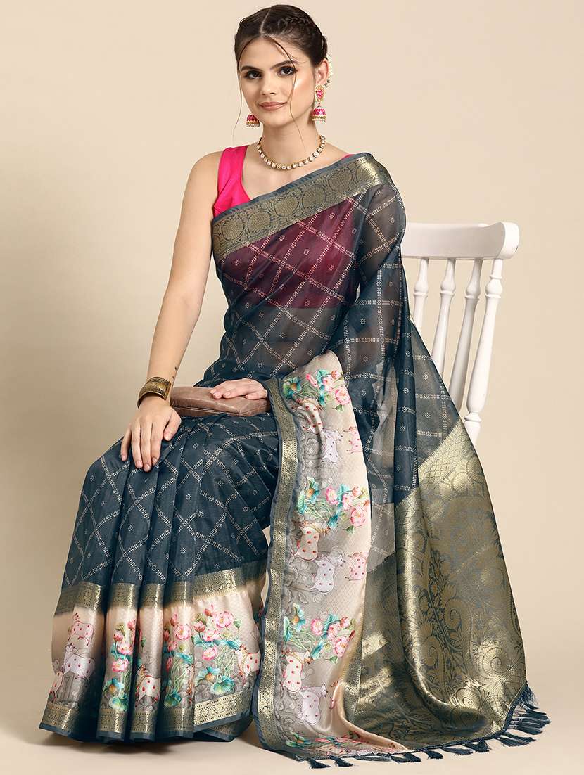 women self-design bordered saree with blouse - 21486017 -  Standard Image - 2