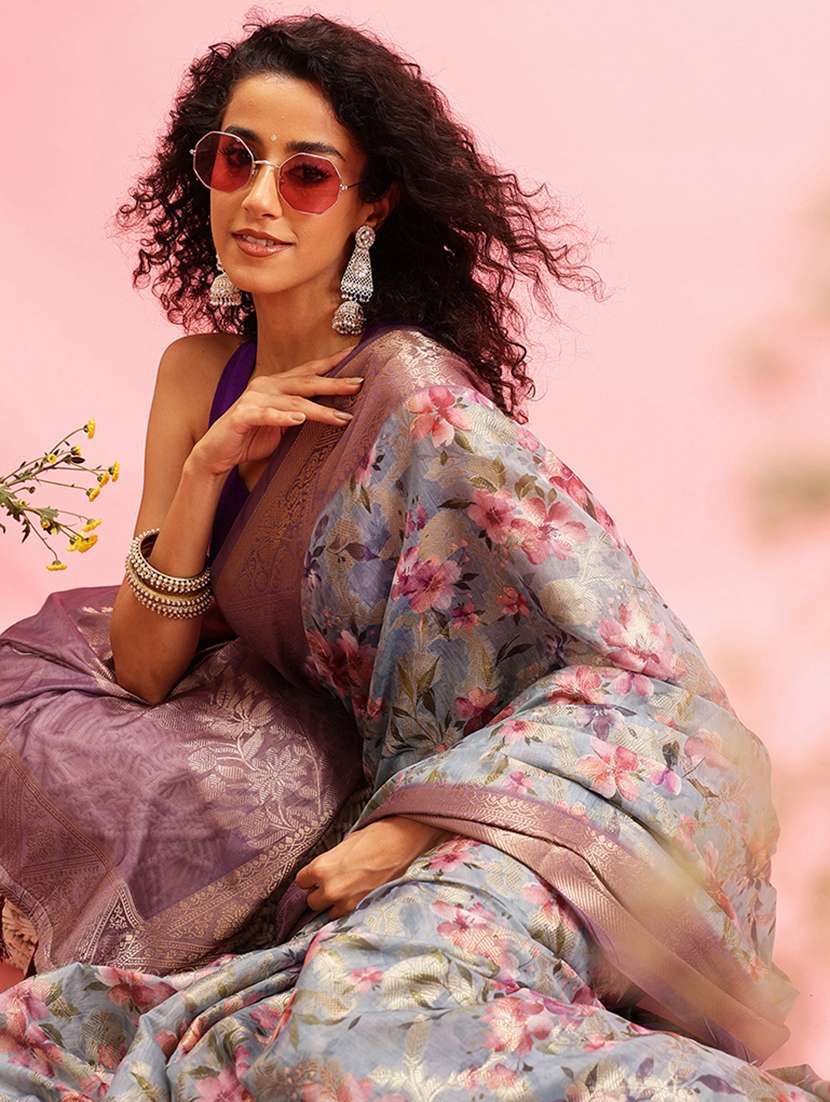 women self-design bordered saree with blouse - 21486022 -  Standard Image - 2