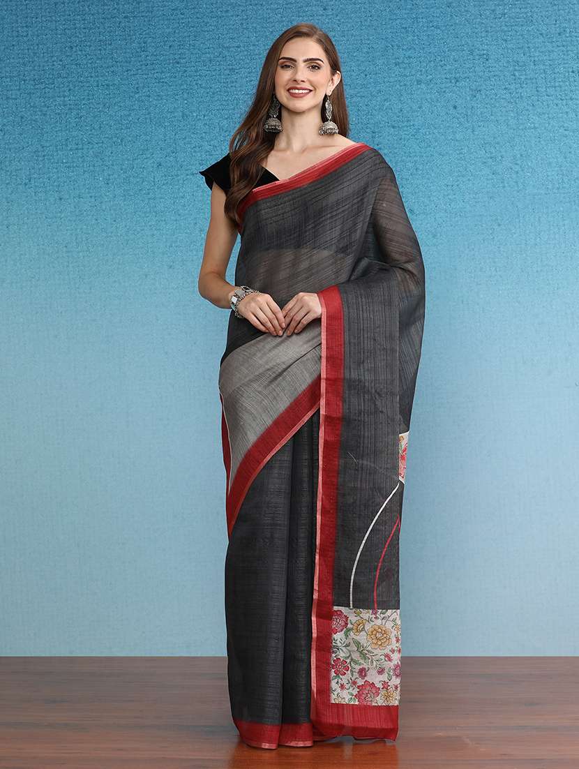 women printed casual saree with blouse 