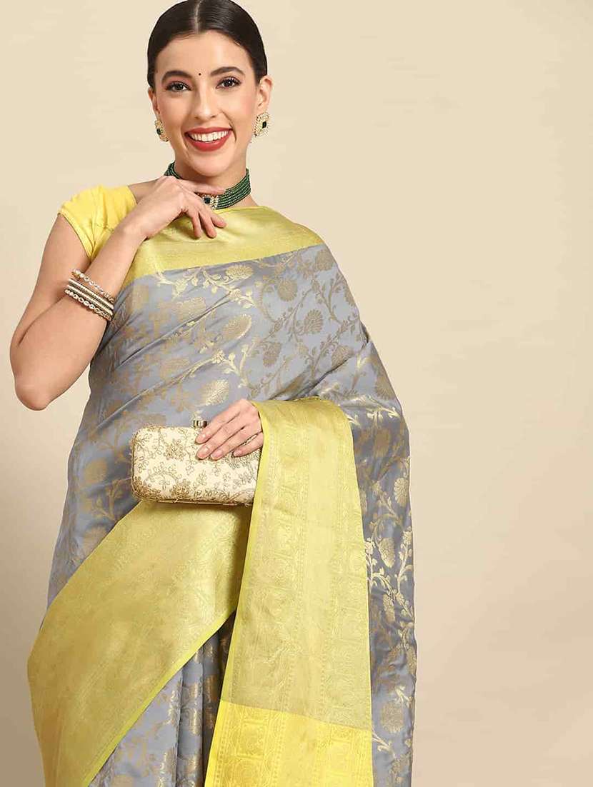 women grey banarasi saree - 21486066 -  Standard Image - 2