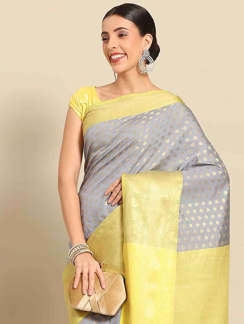 women grey kanjivaram saree - 21486067 -  Standard Image - 2