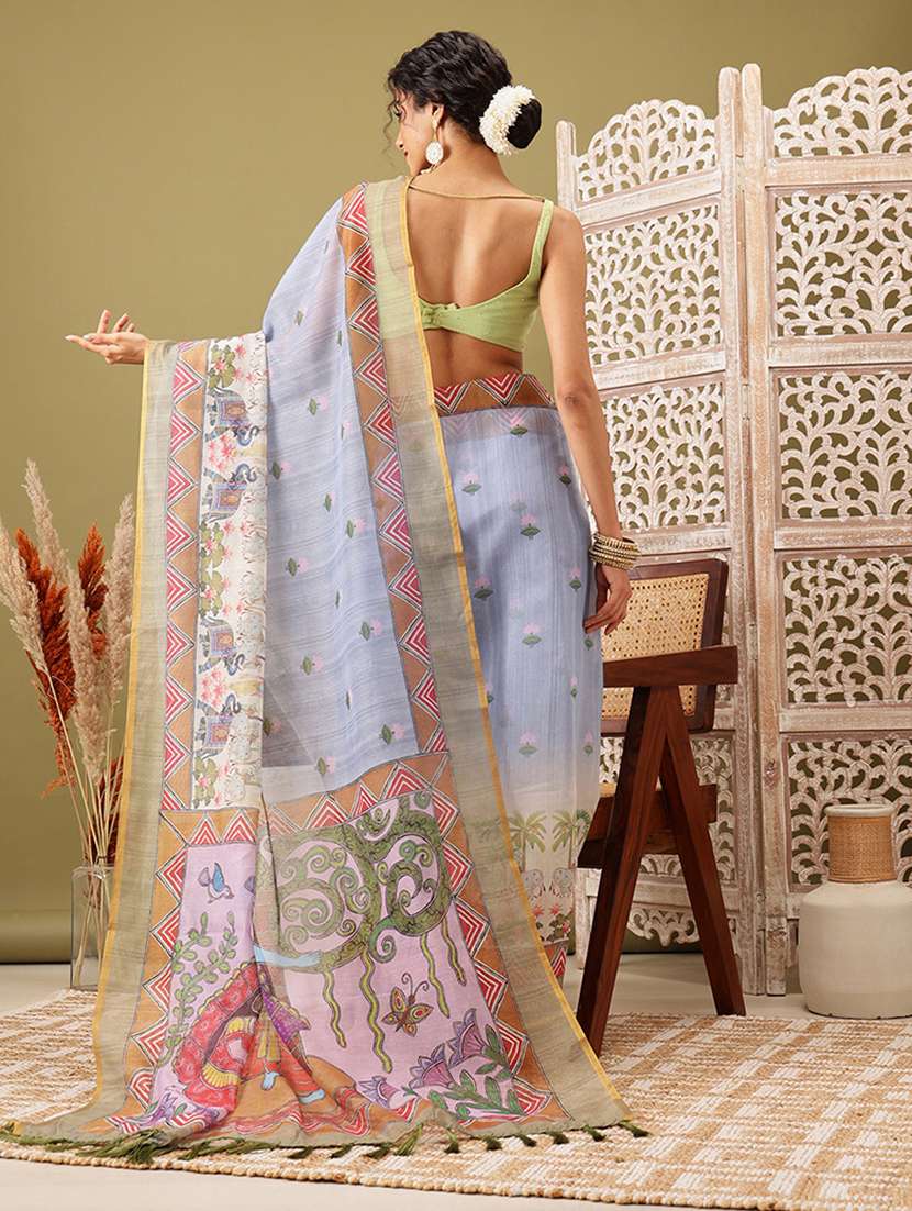 women light blue maheshwari saree - 21486087 -  Standard Image - 2