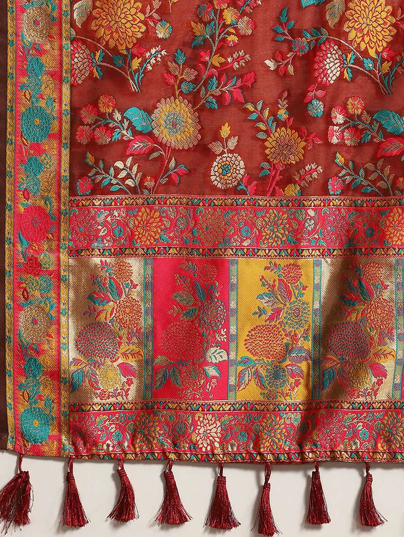 women maroon baluchari saree - 21486099 - Standard Image - 2