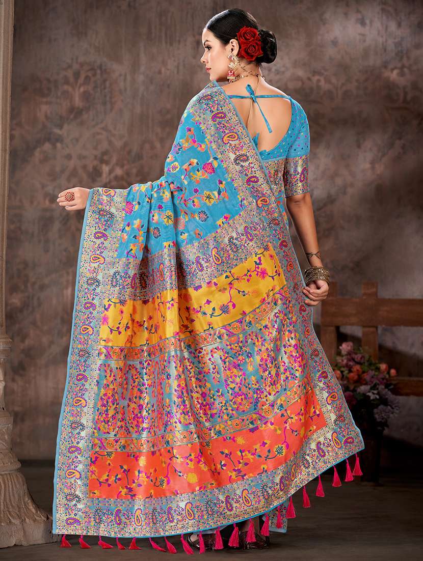 women blue baluchari saree - 21486117 -  Standard Image - 2
