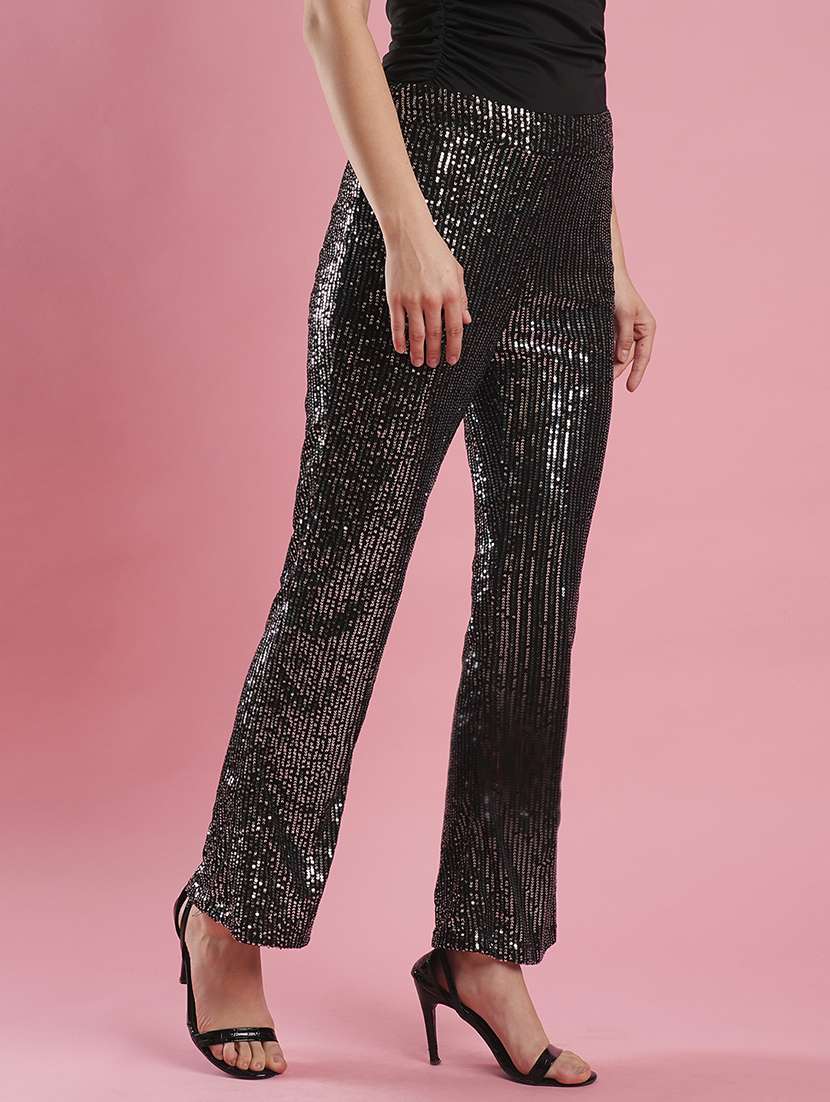 women black nylon bootcut trouser - 21486200 -  Standard Image - 2