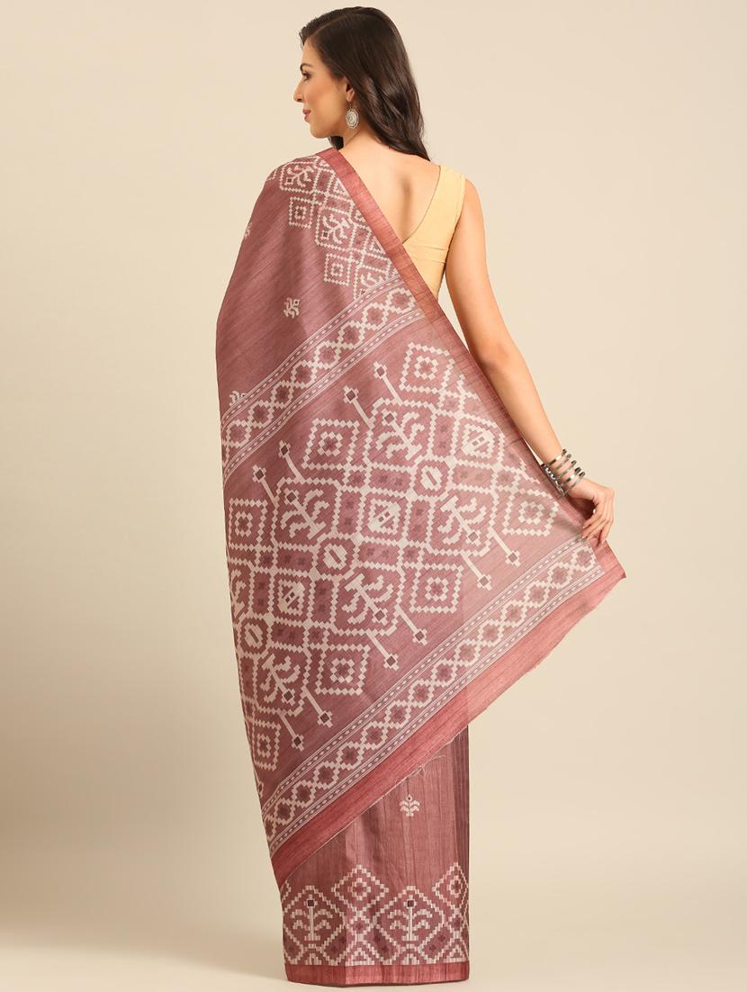 burgundy cotton printed saree with blouse - 21486245 - Standard Image - 2