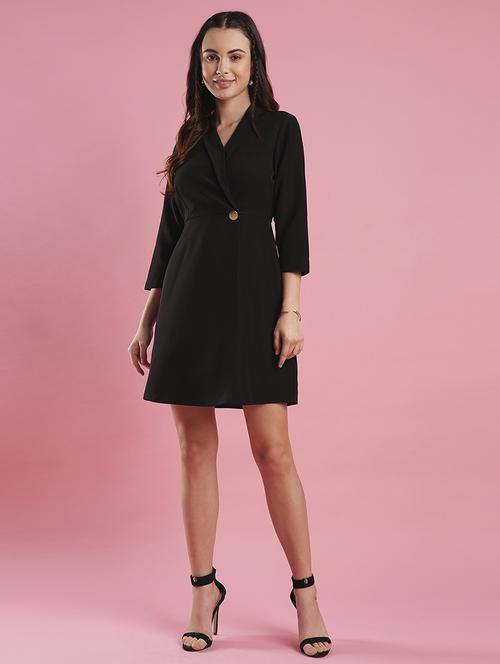 globus women black lapel collar over lap sheath workwear blazer dress - 21486286 - Standard Image - 0