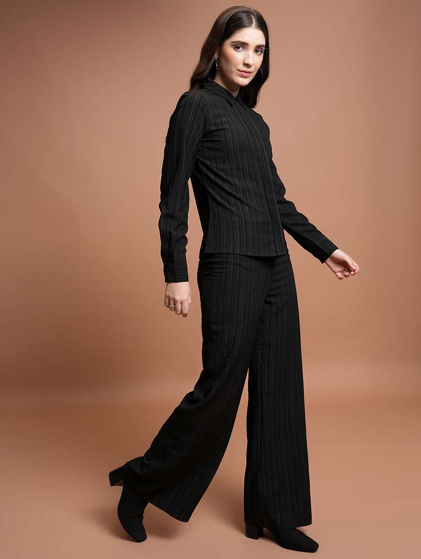 women solid shirt and trouser set co-ord - 21486366 -  Standard Image - 2
