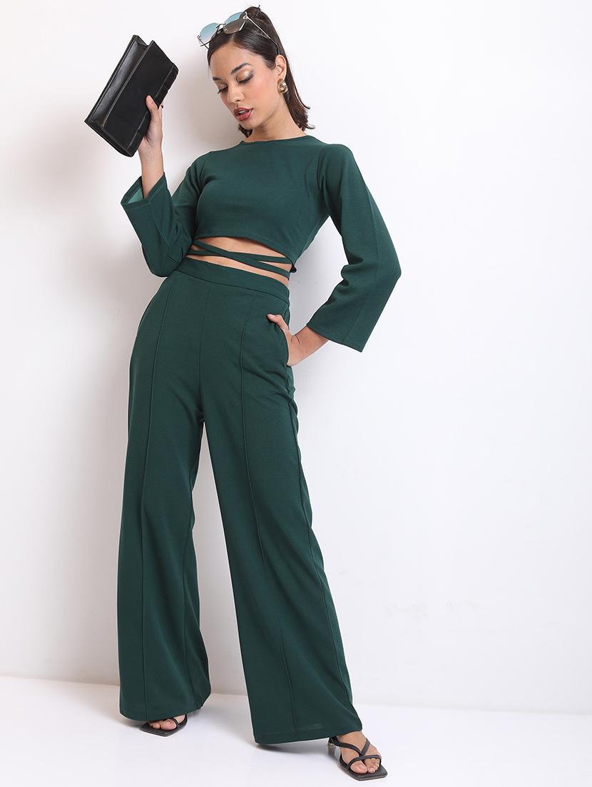women green solids top and trouser co-ords set