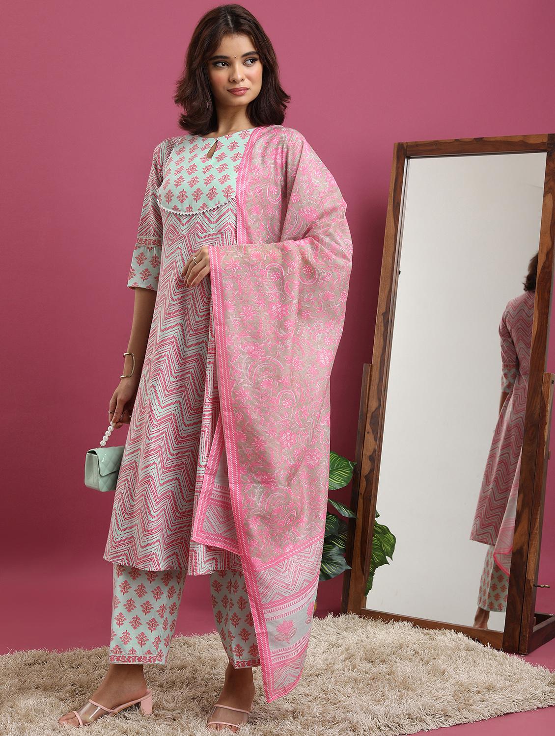 women printed kurta palazzo set with dupatta - 21486413 - Standard Image - 2