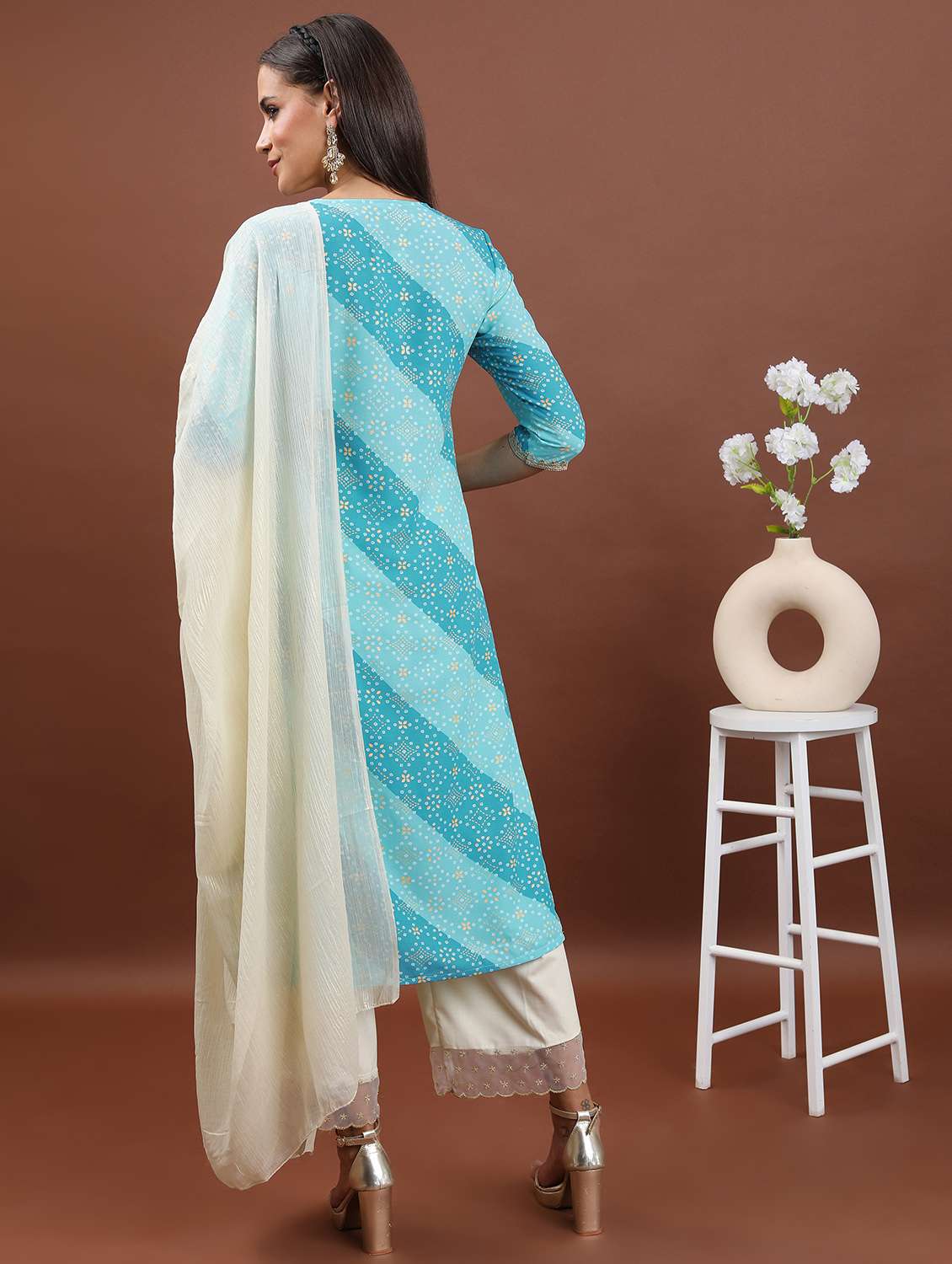 women printed kurta palazzo set with dupatta - 21486427 - Standard Image - 2