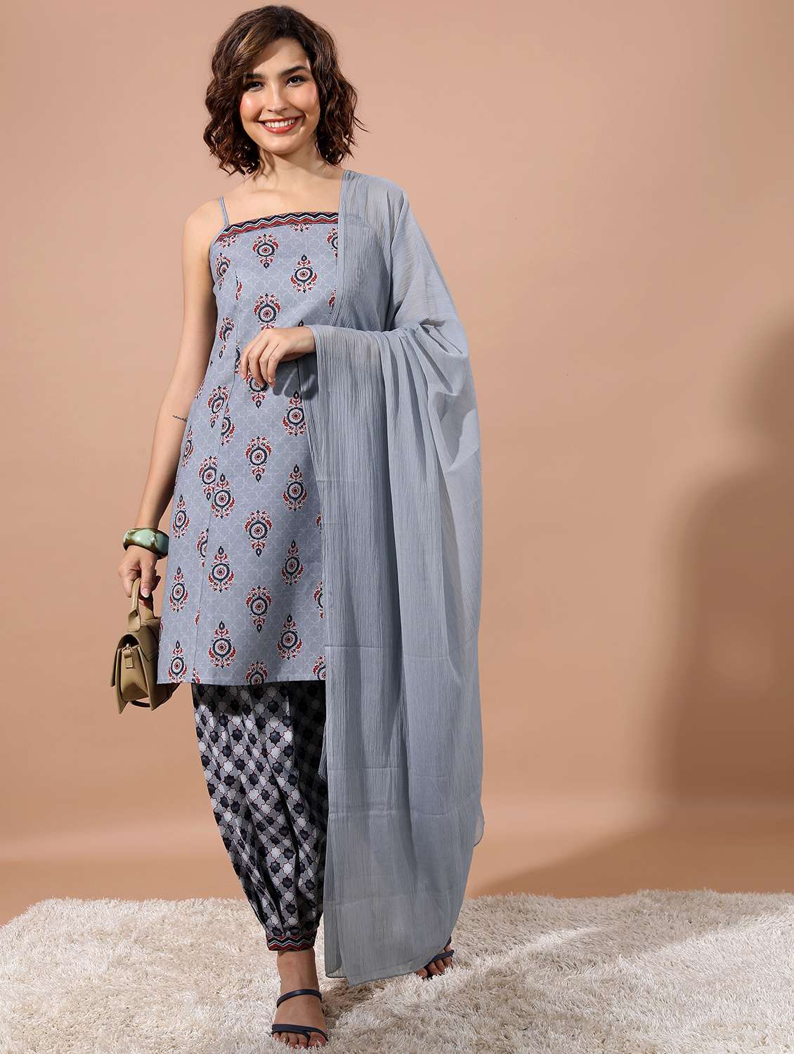 women printed kurta salwar set with dupatta