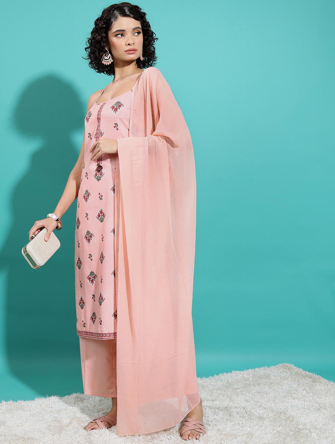 women floral kurta palazzo set with dupatta - 21486448 - Standard Image - 2