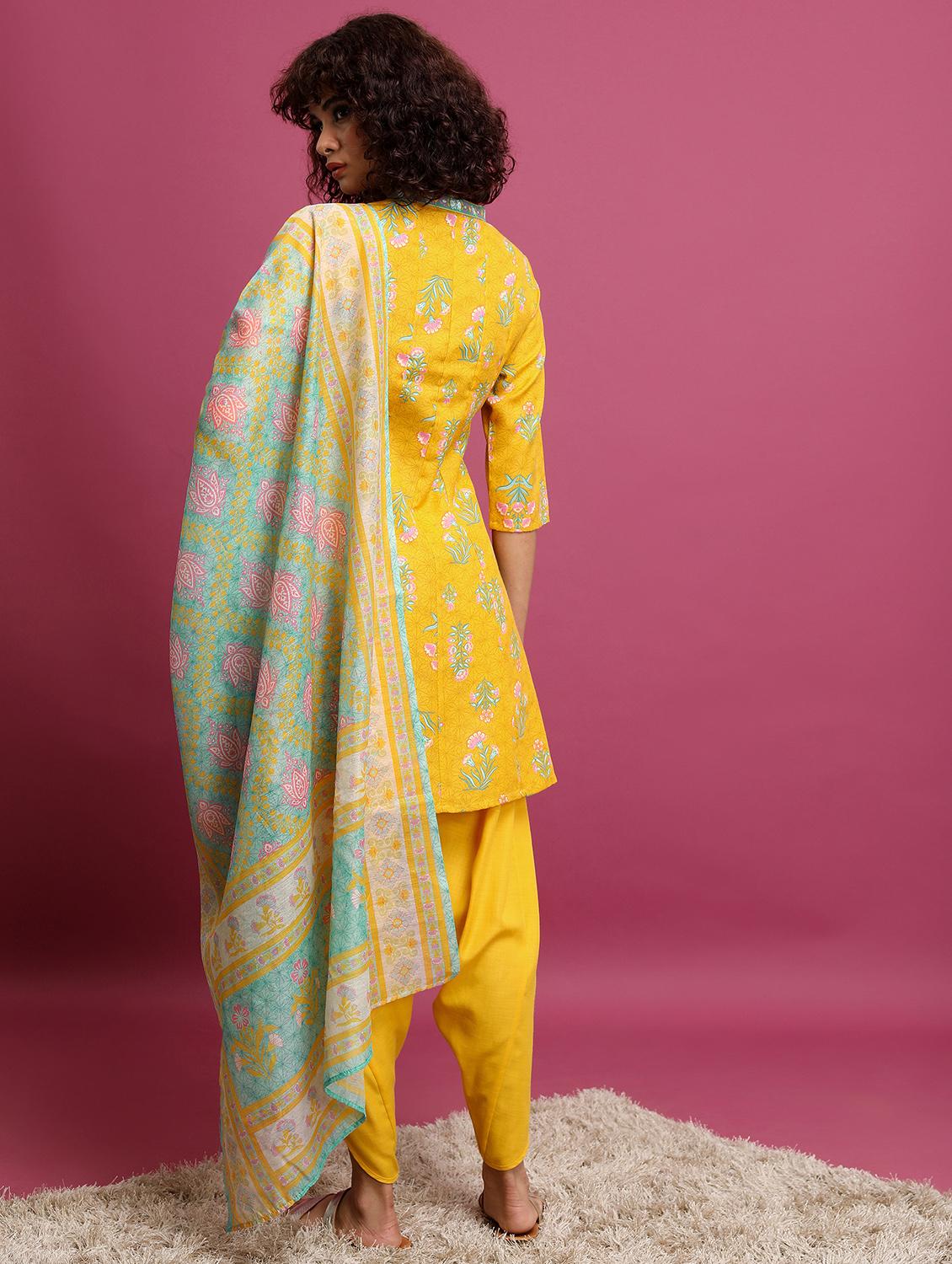 women floral dhoti kurta set with dupatta - 21486459 - Standard Image - 2