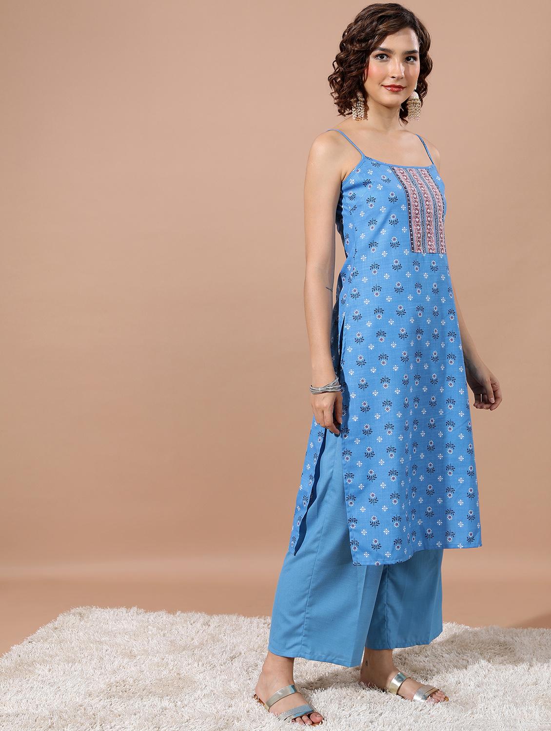 women floral kurta palazzo set with dupatta - 21486472 - Standard Image - 2